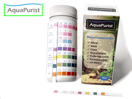 Wasserteststreifen 7in1 Nitrat, Nitrit, Chlor, Gesamthärte, Pufferkapazität, Karbonathärte, ph-Wert
