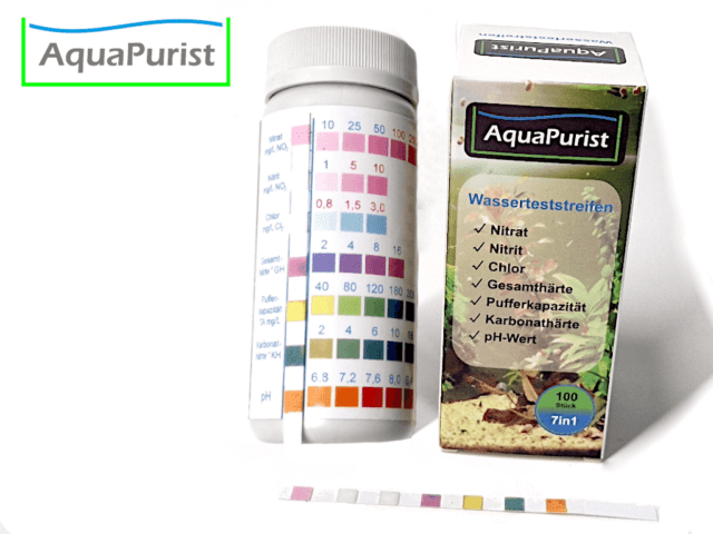 Wasserteststreifen 7in1 Nitrat, Nitrit, Chlor, Gesamthärte, Pufferkapazität, Karbonathärte, ph-Wert