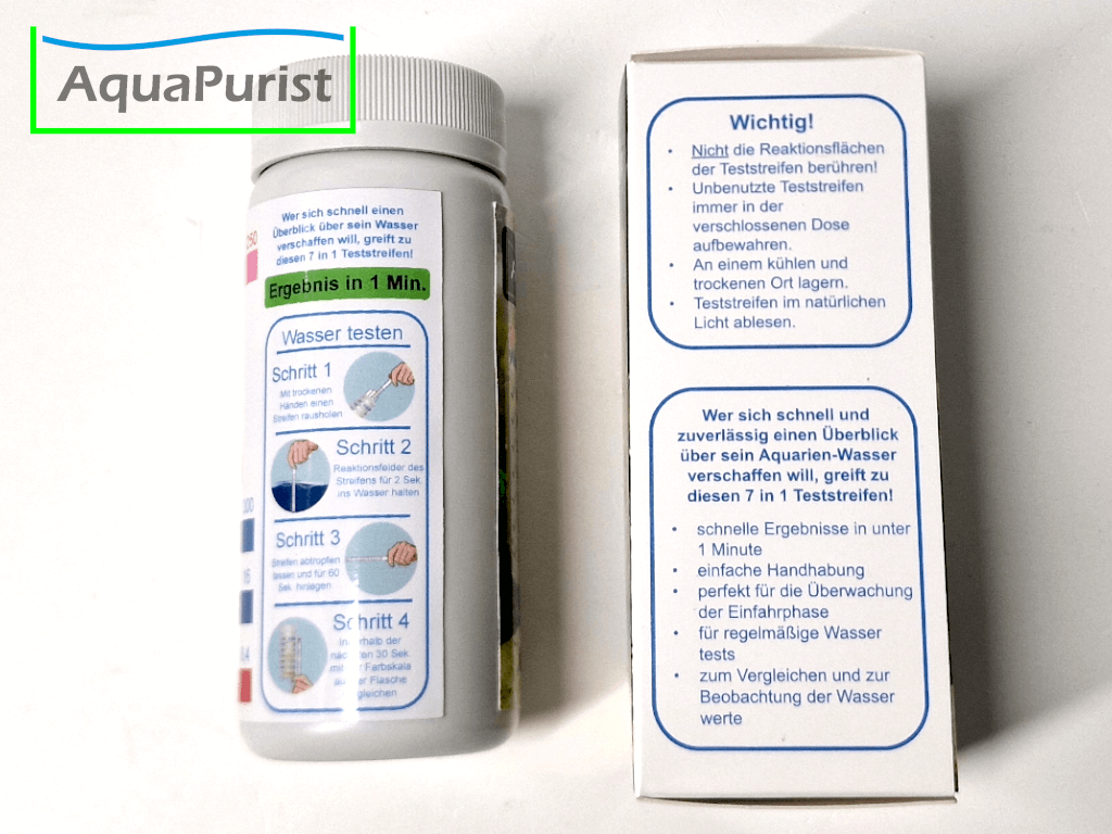 Wasserteststreifen 7in1 Nitrat, Nitrit, Chlor, Gesamthärte, Pufferkapazität, Karbonathärte, ph-Wert